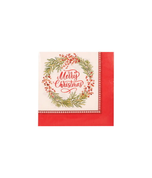 Merry Christmas Napkins 2ply 25pk 33x33cm