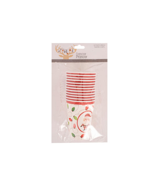 Merry & Bright Paper Cups 12pk 266ml