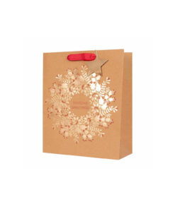 Kraft Gift Bag With Wreath Print