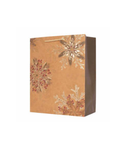 Kraft Gift Bag With Snowflake Print