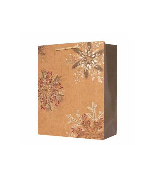 Kraft Gift Bag With Snowflake Print