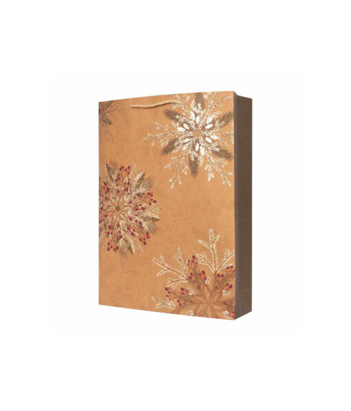 Kraft Gift Bag With Snowflake Print