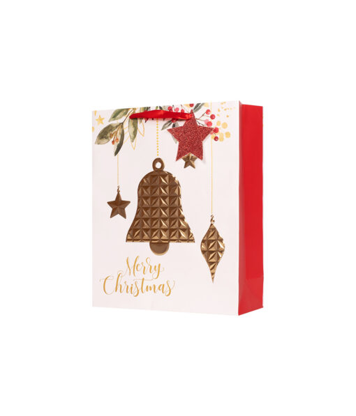 Embossed Christmas Bell Print Gift Bag