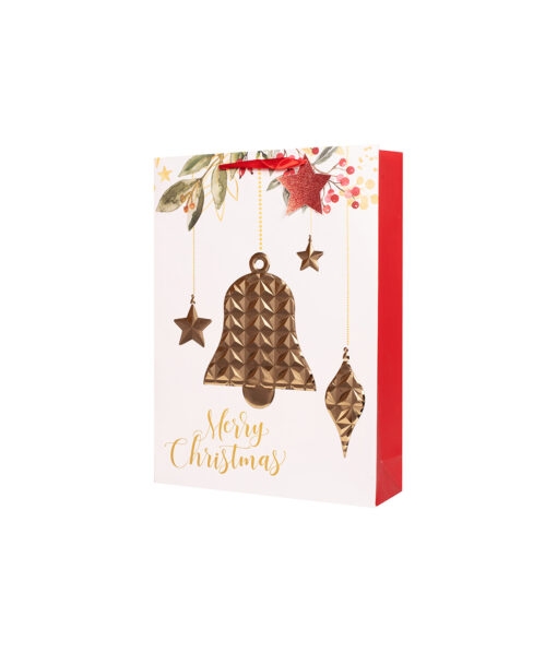 Embossed Christmas Bell Print Gift Bag