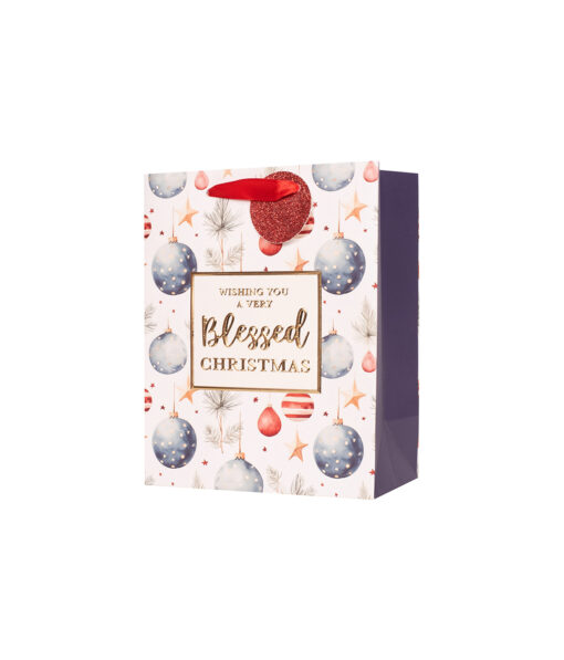 Medium Embossed Christmas Gift Bag 17.8x13.7x6.2cm