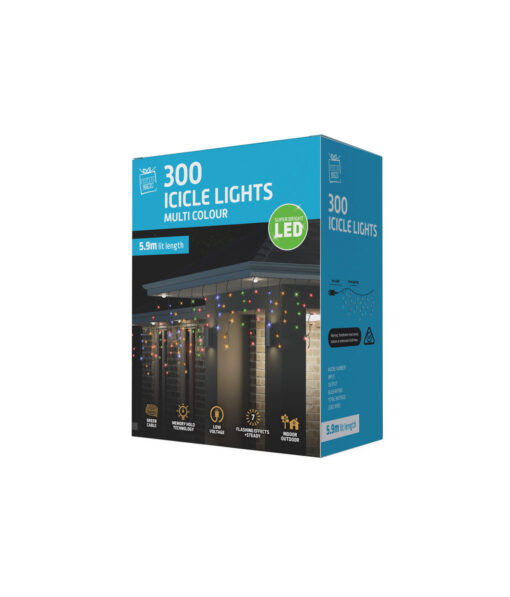 Multi-Colour 300 Led Icicles Flashing Lights