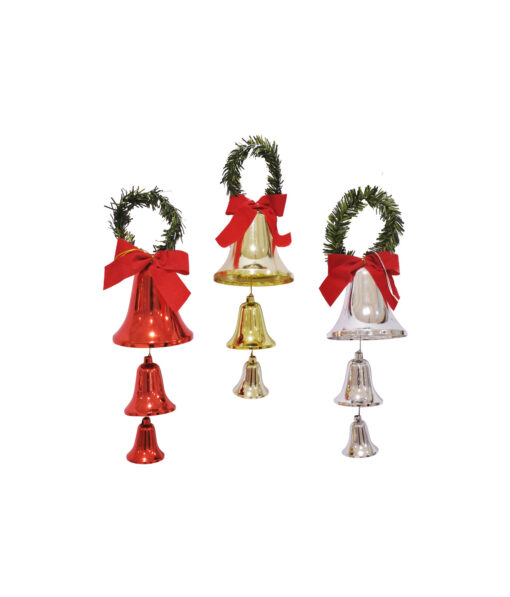 Shiny Bells With Bow Tinsel Hanger Assorted