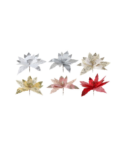 Velvet / Mesh Poinsettia Clip Assorted 31cm