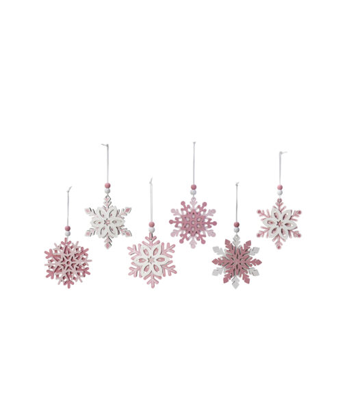 Pink Snowflake Hanging Assorted 9cm