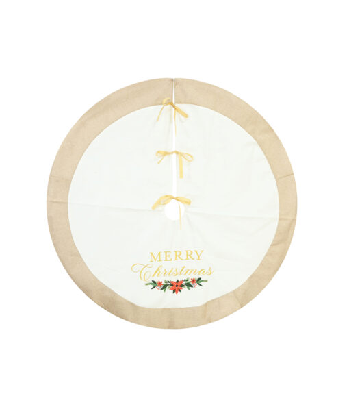 Cream Poinsettia Tree Skirt 120cm