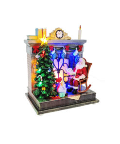 Musical Led Rocking Santa Fireplace Scene Usb