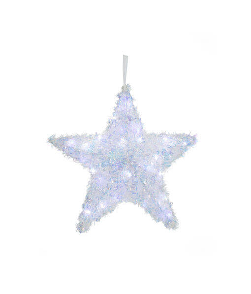 Led Tinsel Star Iridescent 40cm