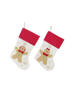 Gingerbread Embroidered Motif Stocking Assorted