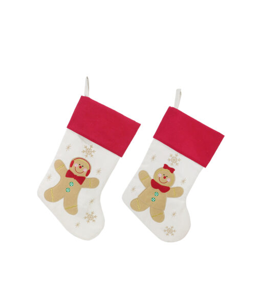 Gingerbread Embroidered Motif Stocking Assorted