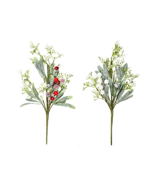 Berries / Bells Icy Mistletoe Pick Assorted 30cm