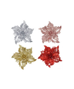 Glitter Poinsettia Clip Assorted