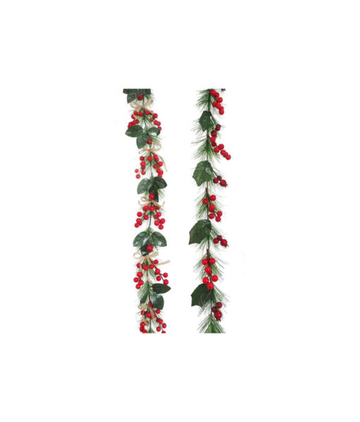 Pine Berry Holly Garland Assorted 180cm