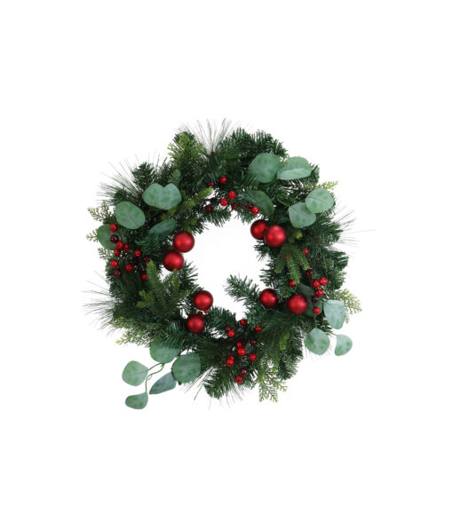 Pine Berry Bauble Wreath 45cm