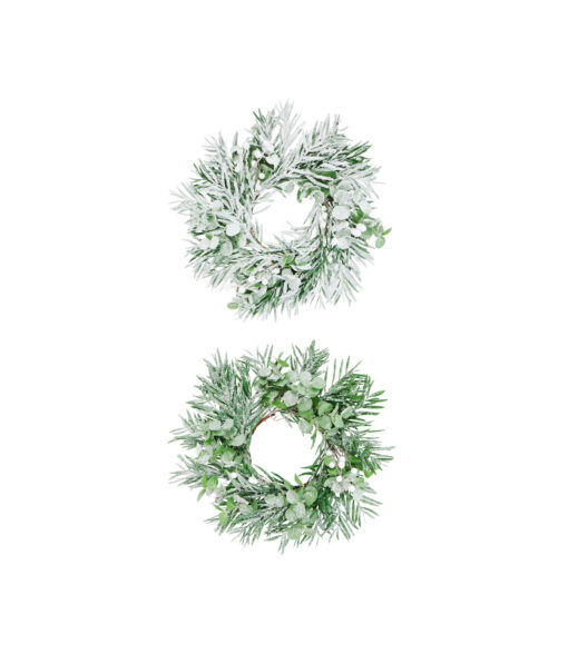 Snowy Eucalyptus Leaves Wreath Assorted 50cm