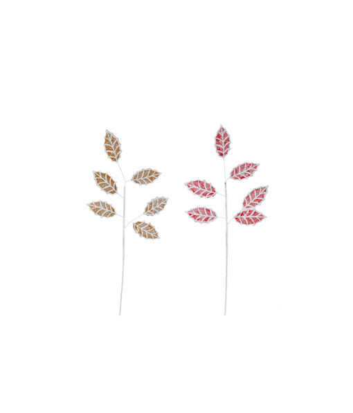 Gingerbread Frosted Leaf Pick Assorted 66cm