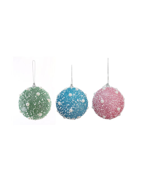 Pearl Snow Bauble Assorted 8cm