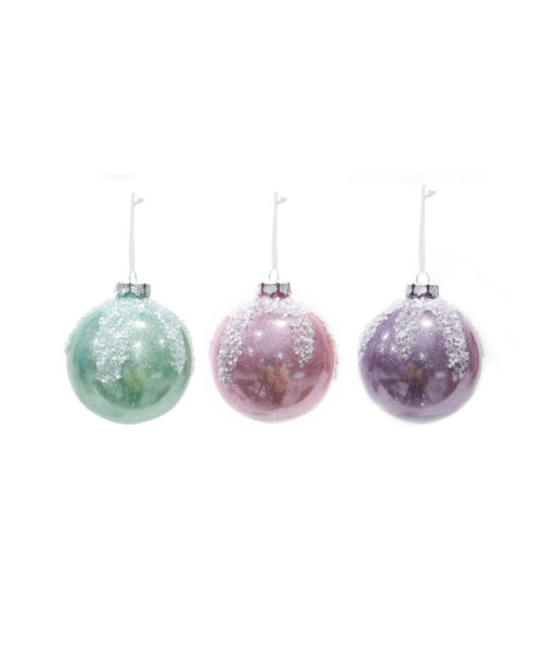 Snowcapped Pearl Bauble Assorted 10cm