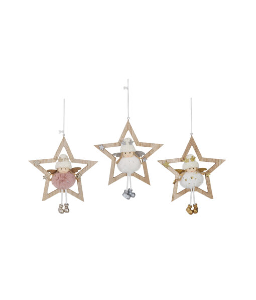 Pom Pom Fairy Hanging Star Assorted 20cm