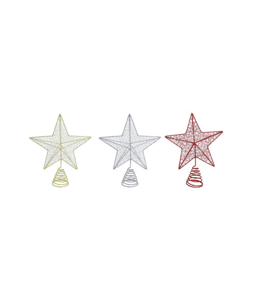 Glitter Wire Star Topper Assorted 20cm