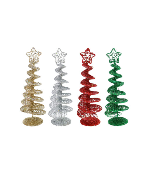 Glitter Wire Spiral Tree Assorted 20cm