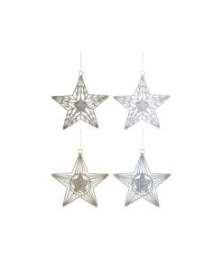 Hanging Metal Glitter Star Assorted 20cm