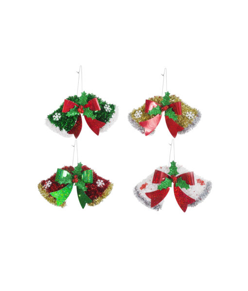 Hanging Twin Bells Tinsel Assorted