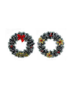 Snowy Tinsel Wreath Decorated Assorted 32cm