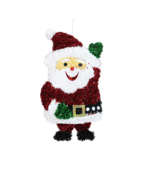 Waving Santa Tinsel Plaque