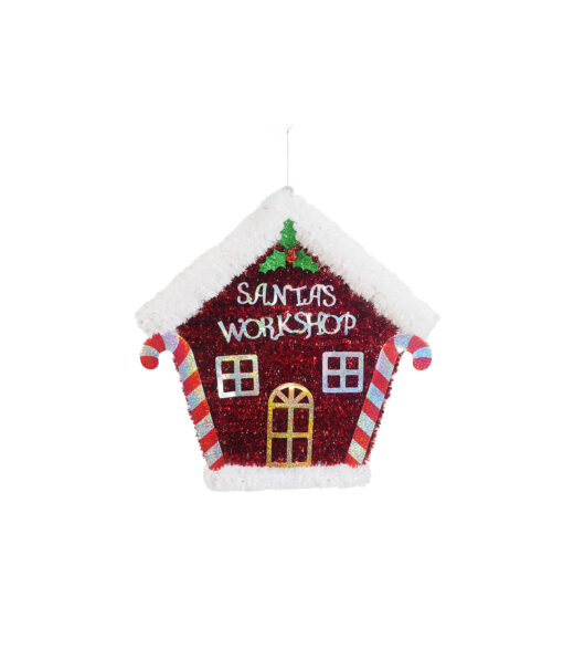 Santa's Workshop Tinsel Plaque