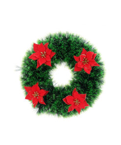 Poinsettia Tinsel Wreath 45cm