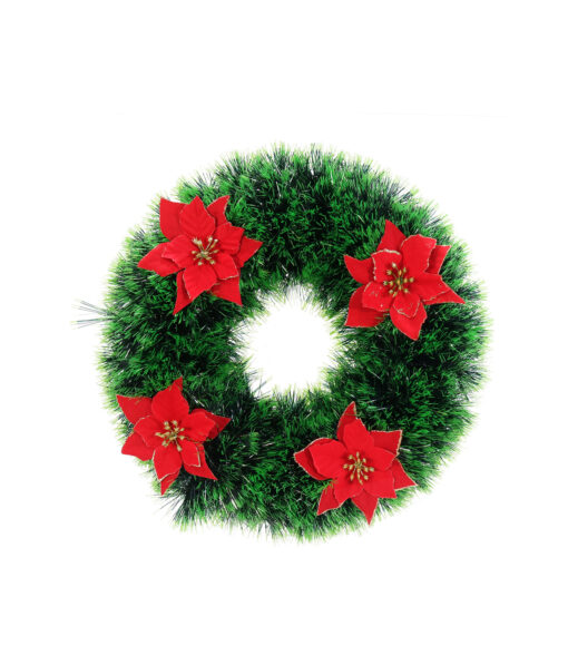 Poinsettia Tinsel Wreath 45cm