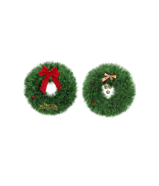 Bow Tinsel Chunky Wreath Assorted 45cm