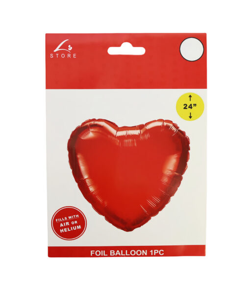 24'' Red Heart Foil Balloon 1pc