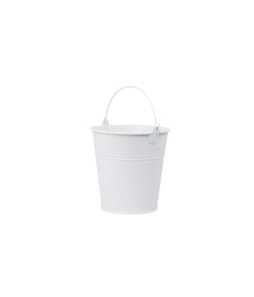 White Metal Bucket With Handle 10.5 x 11cm