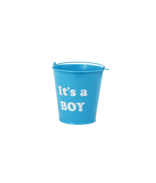 Blue "It's a Boy" Metal Bucket With Handle 10.5 x 11cm