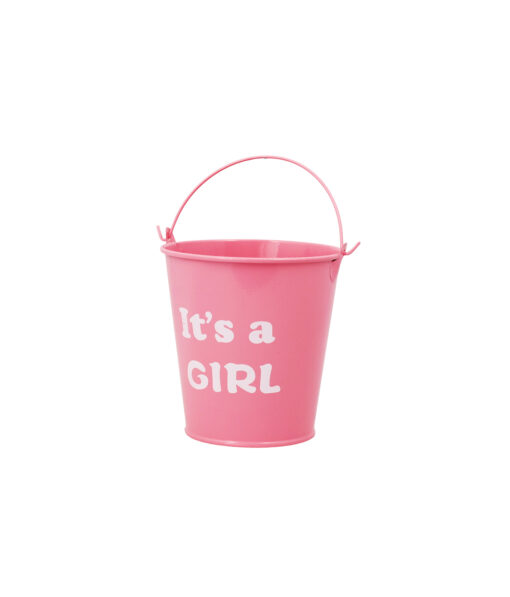 Pink "It's a Girl" Metal Bucket With Handle 10.5 x 11cm