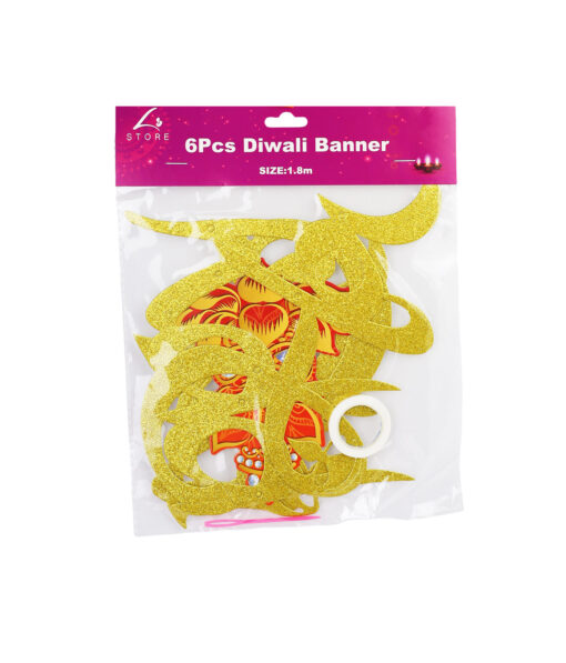 Golden Diwali String Banner 6Pcs 1.8M