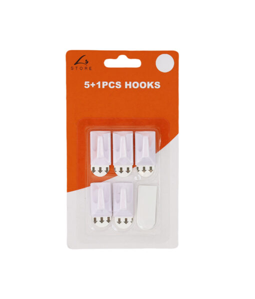 5 Rectangle Hooks +1 Adhesive