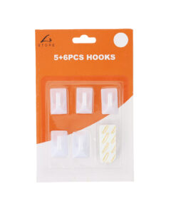 5 Rectangle Hooks +6 Adhesive