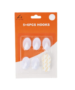 5 Oval Hooks +6 Adhesive