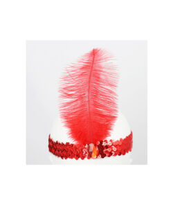 Red Flapper Headband with Feather