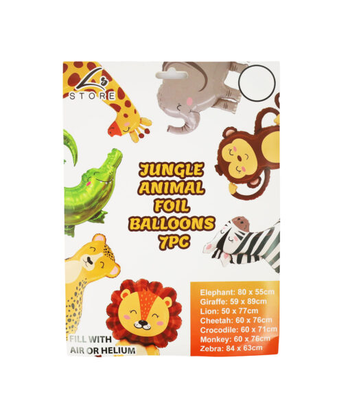 Jungle Animals Party Foil Balloons 7pc