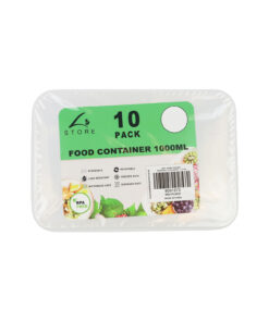 Clear PP Rectangular Food Container 10pc 1000ml