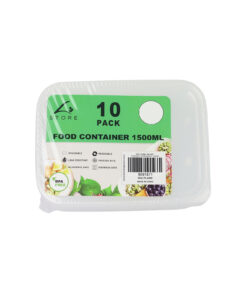 Clear PP Rectangular Food Container 10pc 1500ml