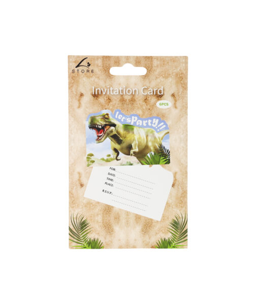 Dinosaur Invitation Card With Envelope 6pcs